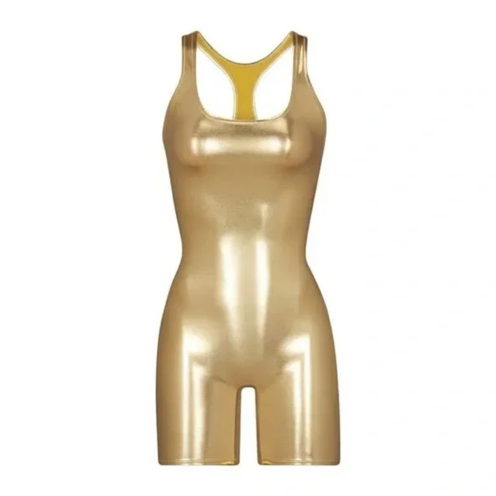 Skims Metallic Swim Cycle One Piece Swimsuit
